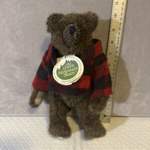 Mary Meyers Bolton Green Mountain Bears 11" plush w/Tag red‎ plaid shirt